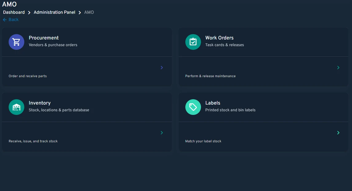 Work Order and Parts Workflow screenshot